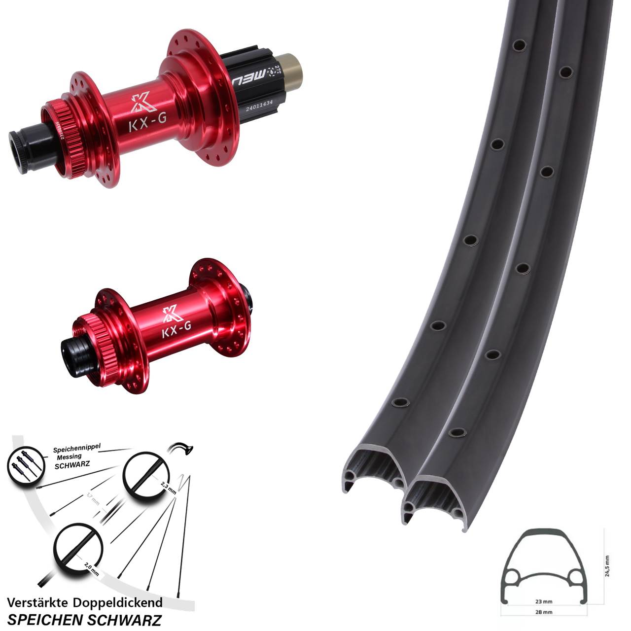 Ambrosio Sport KX-G rot 28-29 Zoll Centerlock Laufradsatz 12x100/142 Campa N3W