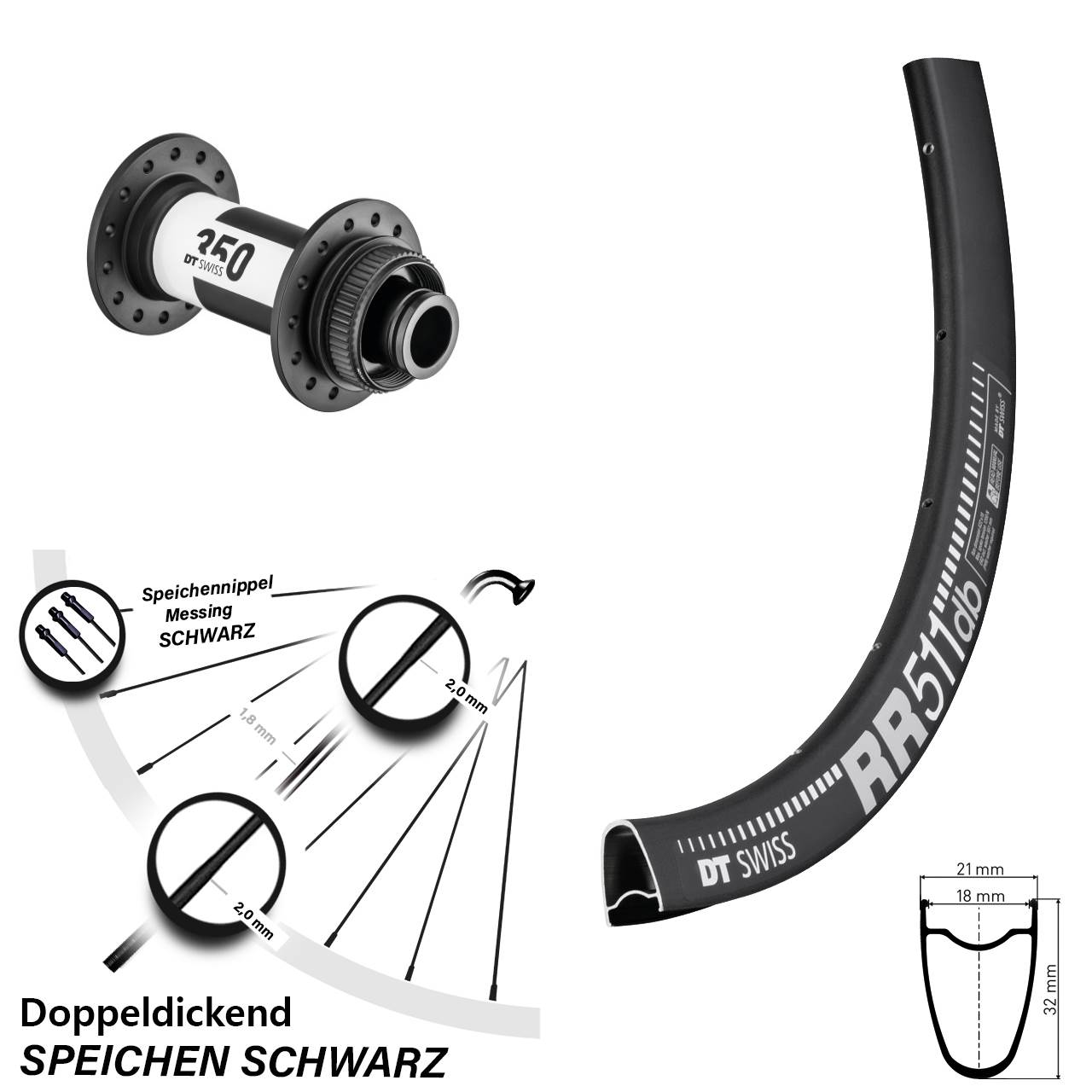 28 Zoll DT Swiss RR511 350 Disc Laufrad 15x100