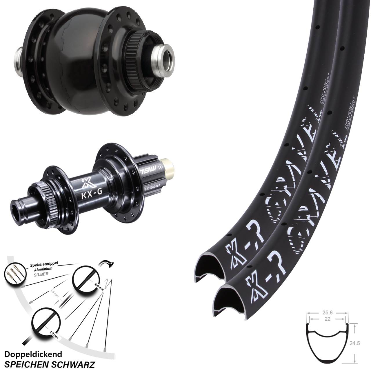 Laufradsatz Dynamo SON 28 Zoll KX-R Gravel Centerlock Steckachse Campagnolo N3W