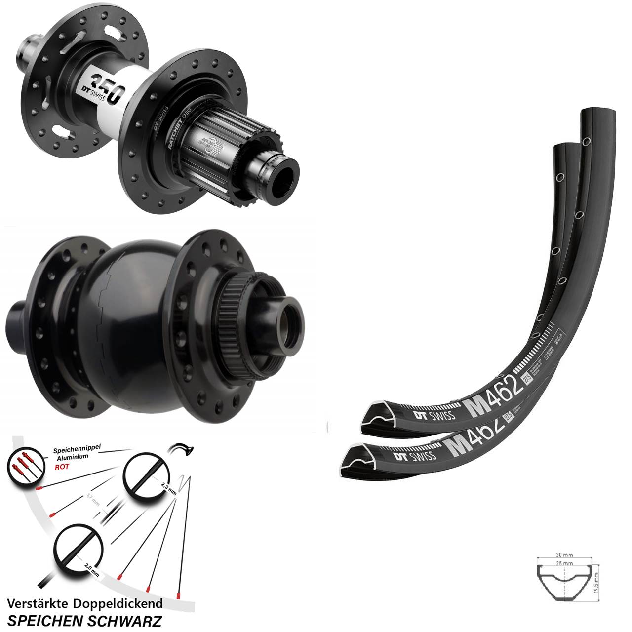 Laufradsatz Centerlock 15x110 12x148 650B DT Swiss M462 350 DEG 72 SON 28 Micro Spline