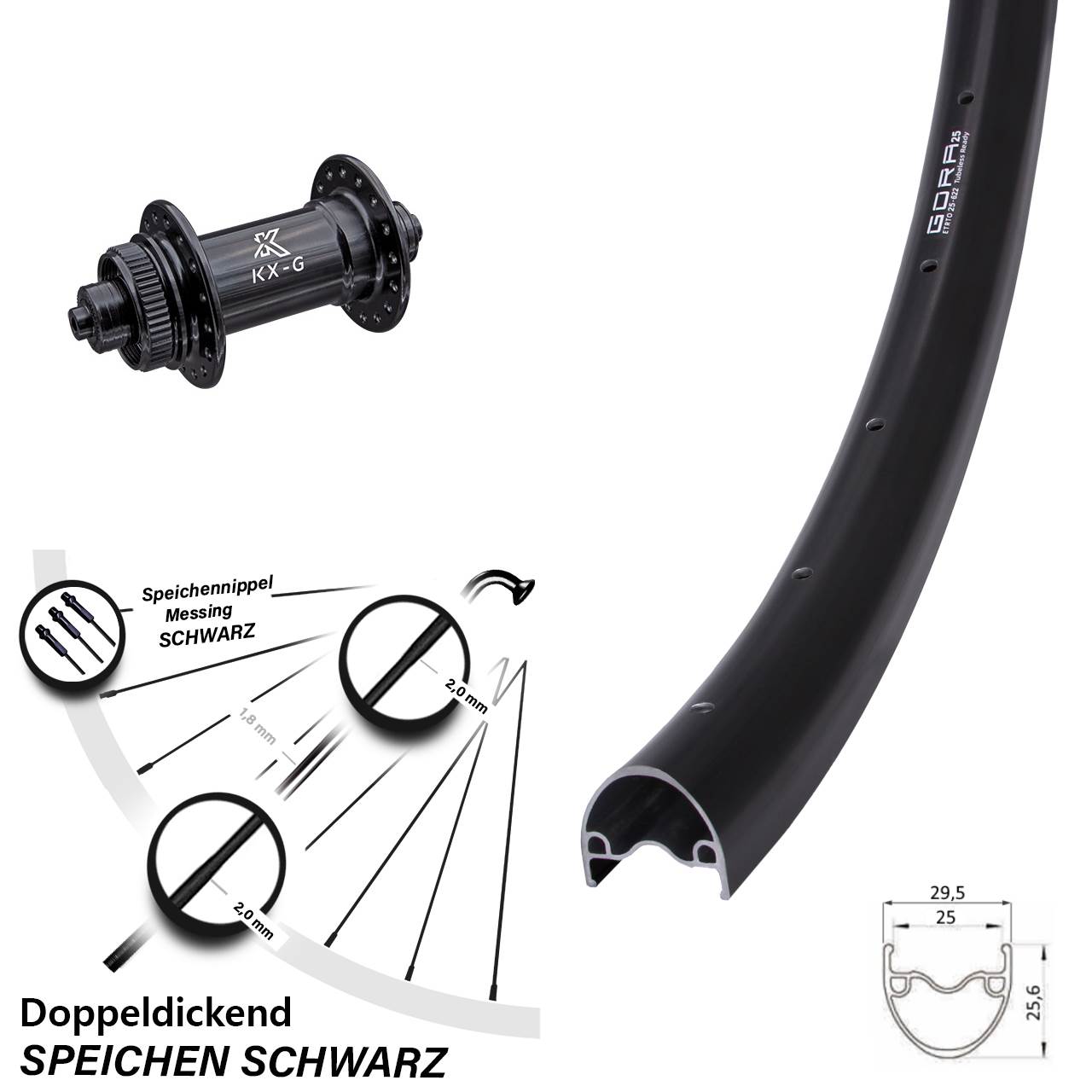 Centerlock Vorderrad QR 28-29 Zoll Gora 25 KX-G