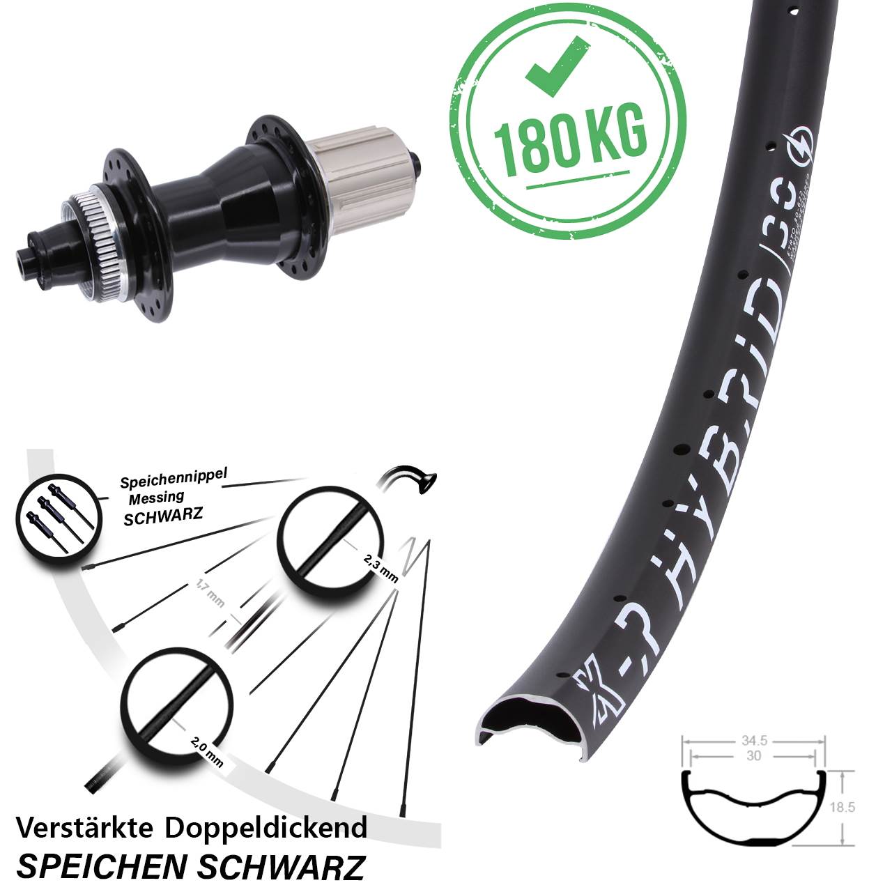 Hinterrad Centerlock 29 Zoll KX-R Hybrid 30 Novatec CL135 8-12 fach QR