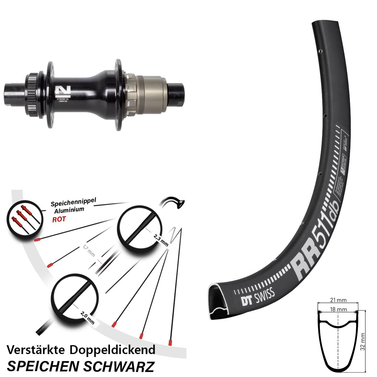 28 Zoll DT Swiss RR511 Novatec D792SB Centerlock Hinterrad 12x142 XDR