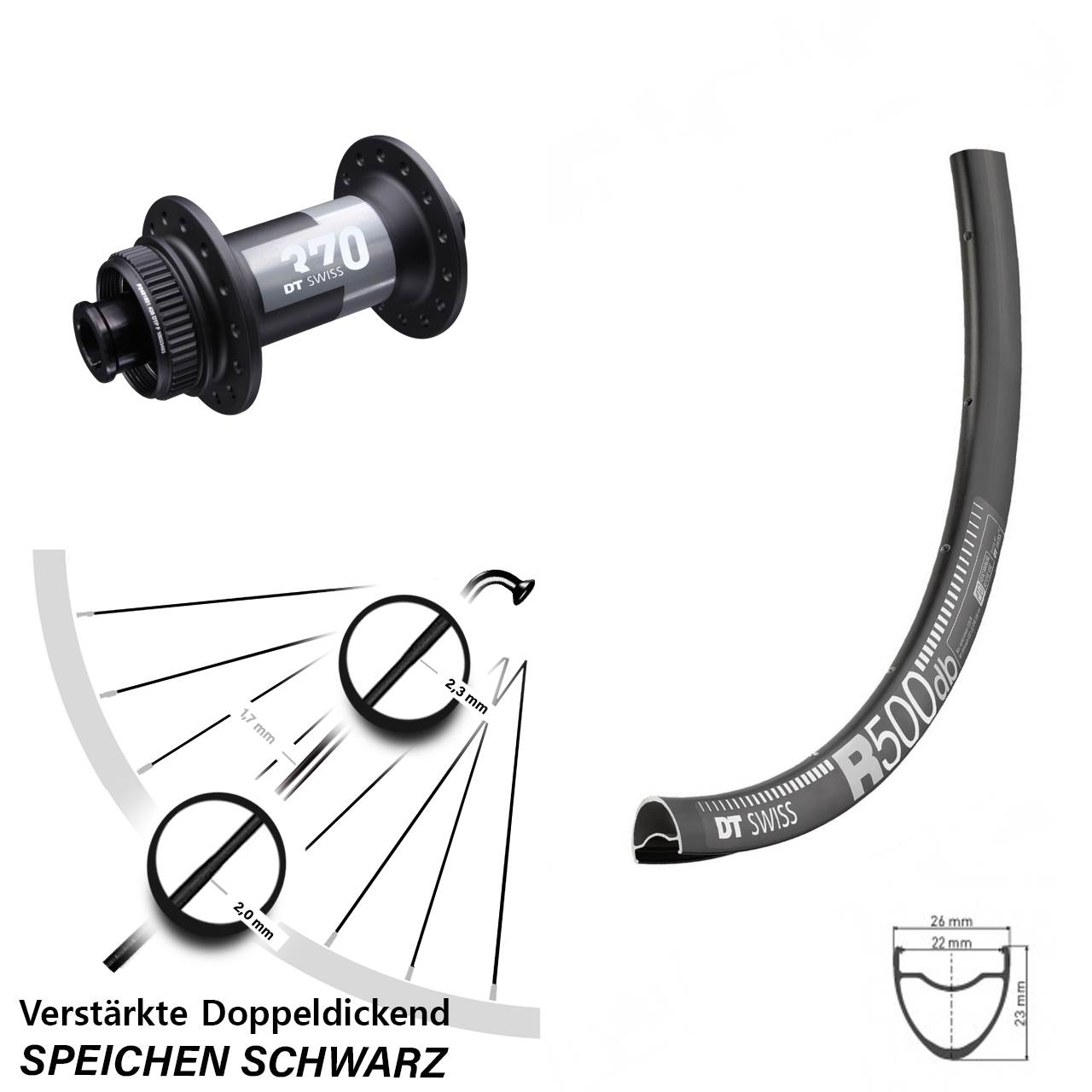 Centerlock Vorderrad 15x100 28 Zoll DT Swiss R 500-370