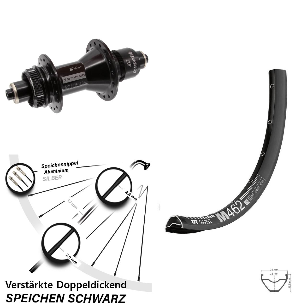 Hinterrad Centerlock 650B DT Swiss M 462-370 XD 11-12 fach für Schnellspanner