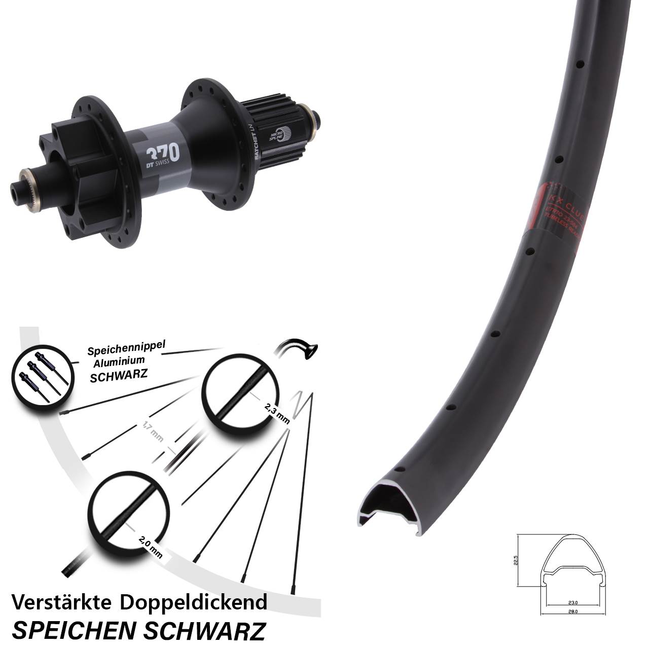 28 Zoll KX Clue DT Swiss 370 Disc Laufrad 5x141 Micro Spline