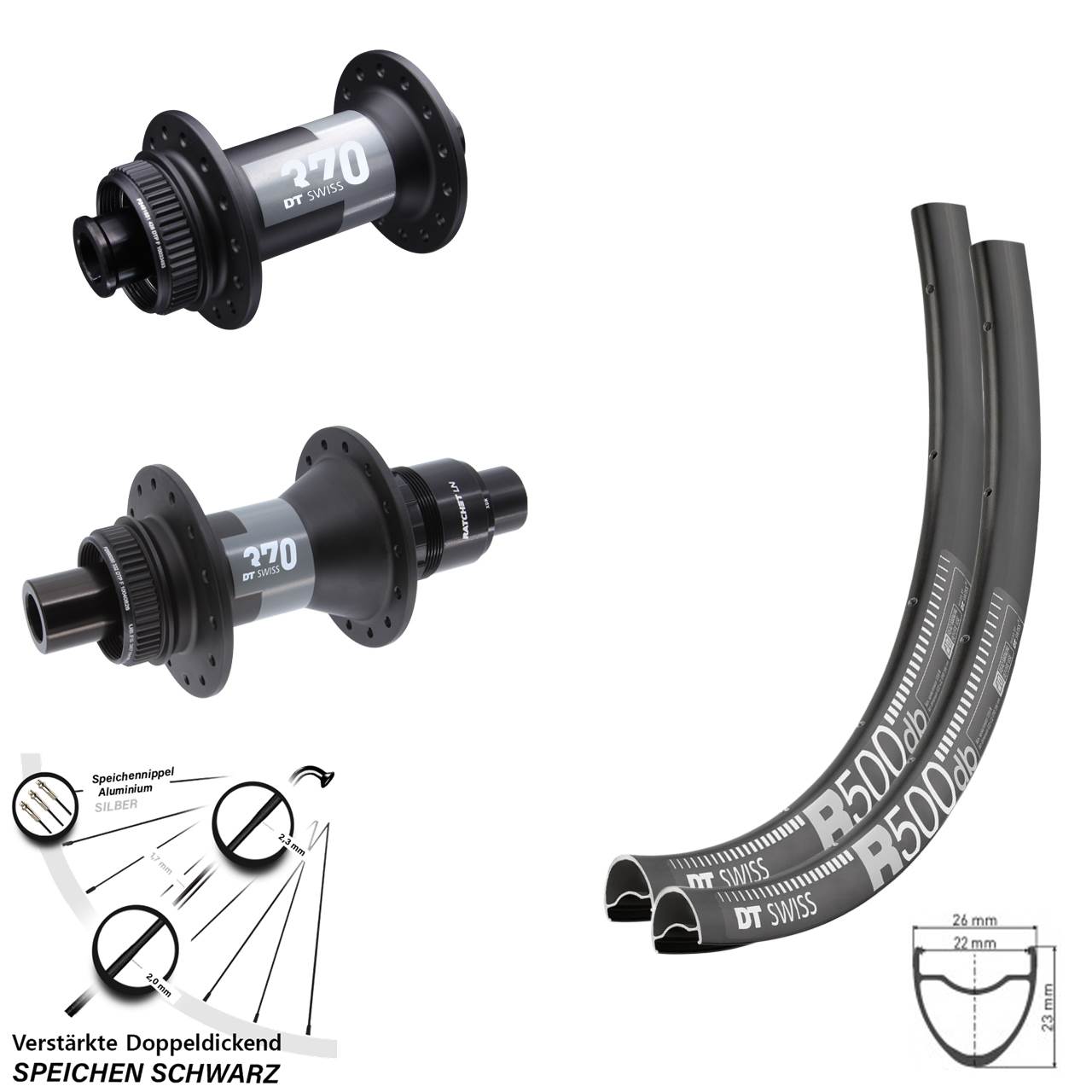 Centerlock Laufradsatz 12x100/142 28-29 Zoll DT Swiss R 500-370 XDR