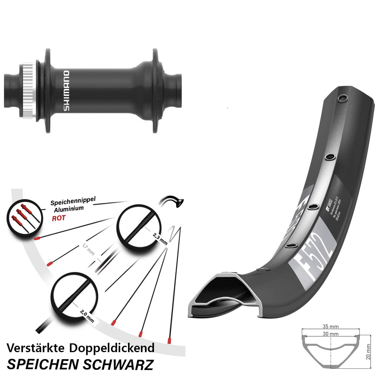 Vorderrad Centerlock 29 Zoll DT Swiss F572 Shimano HB-MT410-B 15x110 Boost