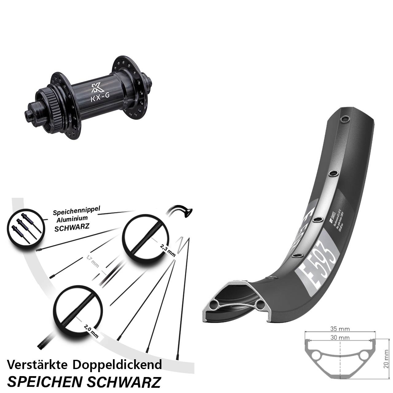 Disc Vorderrad 27,5 Zoll DT Swiss E593 KX-G QR