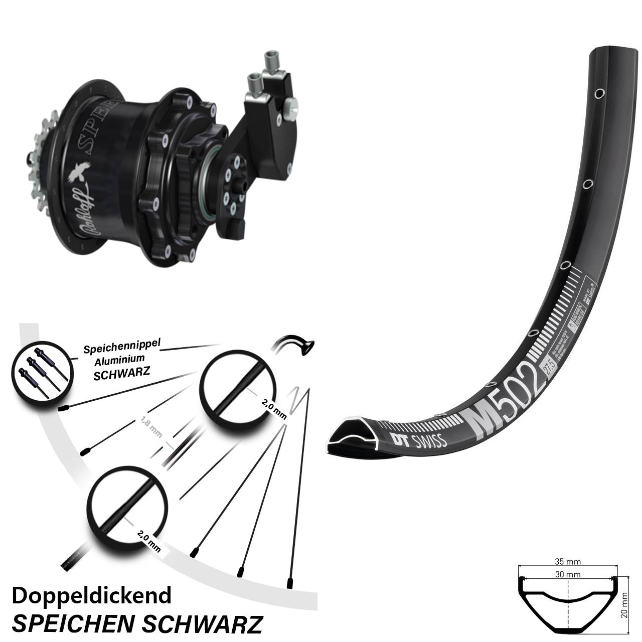 Disc Laufrad 29 Zoll DT Swiss M502 Rohloff CC DB OEM Tandem