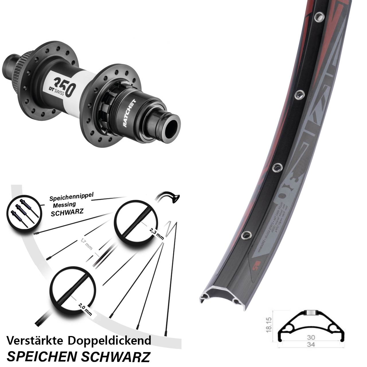 Disc Hinterrad 29 Zoll Rodi TRYP 30 DT Swiss 350 SRAM XD 12x148