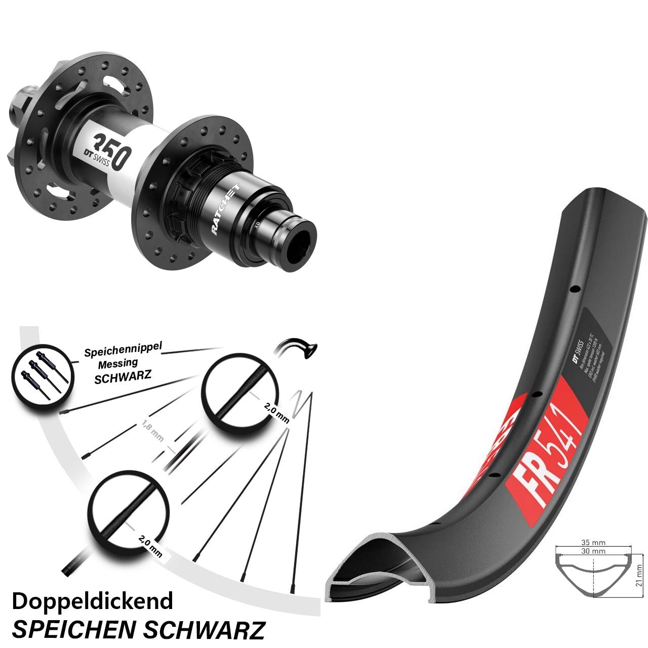 29 Zoll DT Swiss FR 541-350 Disc Laufrad 12x142 SRAM XD