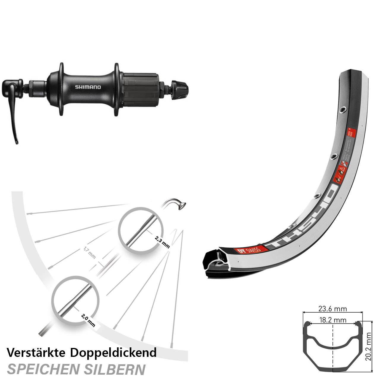 Hinterrad QR 28 Zoll DT Swiss TK540 Shimano T3000 8-11 fach HG