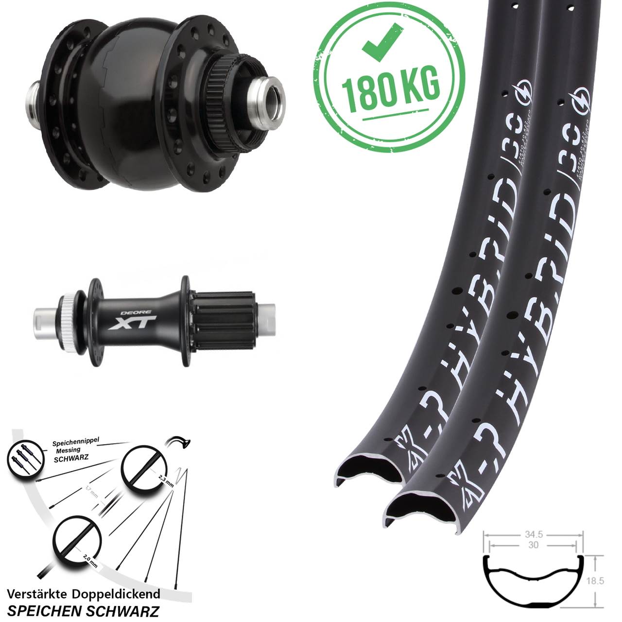 Centerlock Laufradsatz 12x100/142 29 Zoll KX-R Hybrid 30 Shimano FH-M788 SONdelux HG