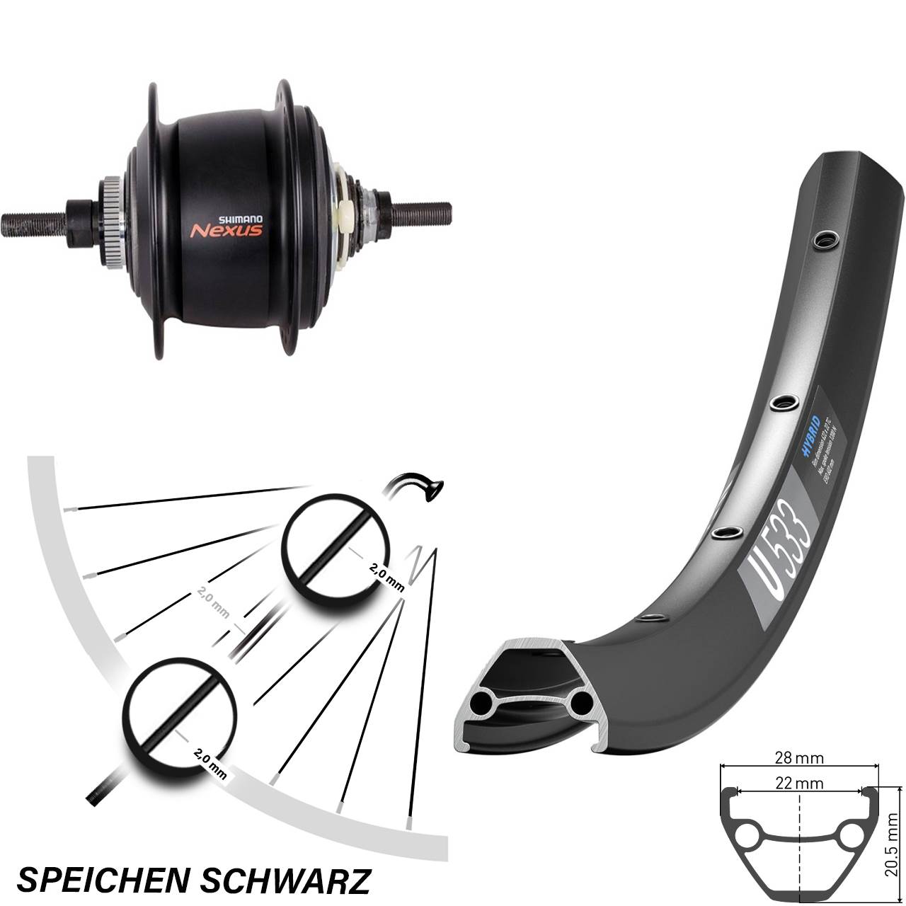 27,5 Zoll DT Swiss U533 8-Gang SG-C6001 Centerlock Hinterrad