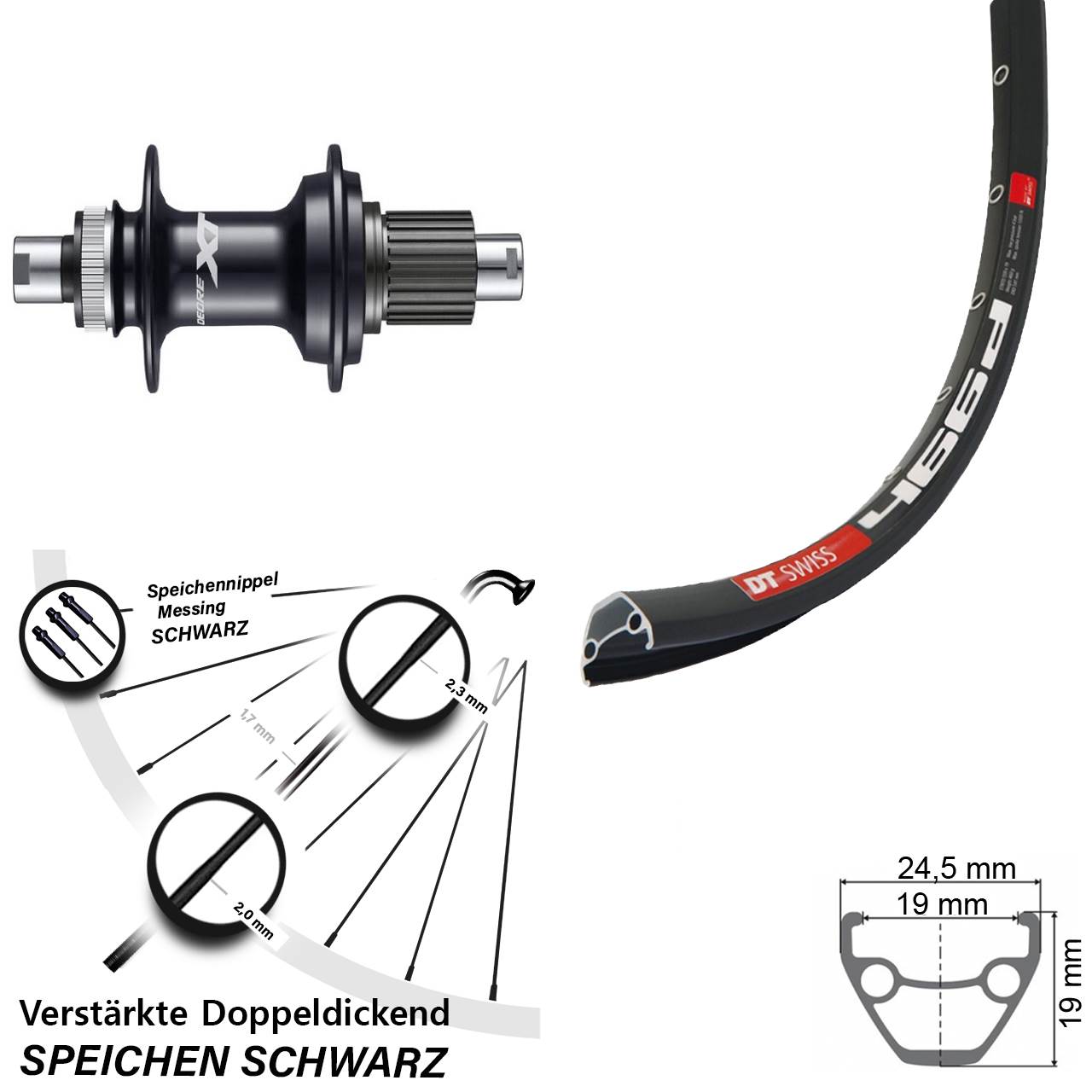 DT Swiss 466 Shimano Deore XT FH-M8110 29 Zoll Disc Hinterrad 12x142 Micro Spline
