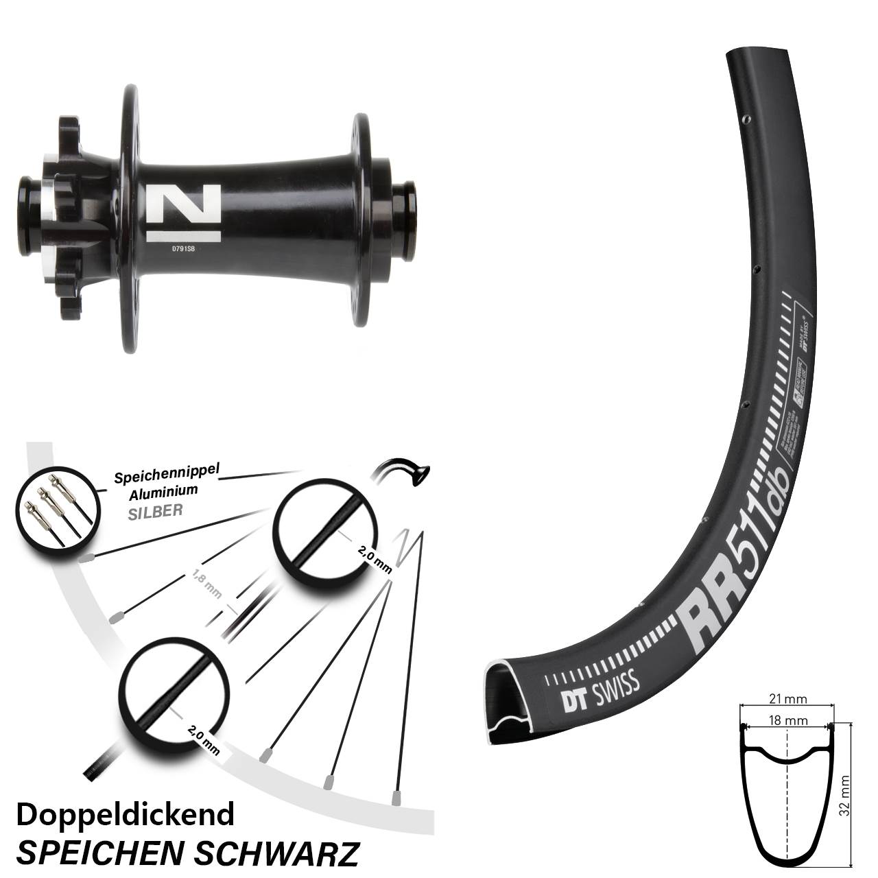 Disc Vorderrad 28 Zoll DT Swiss RR 511 Novatec D791 15x100