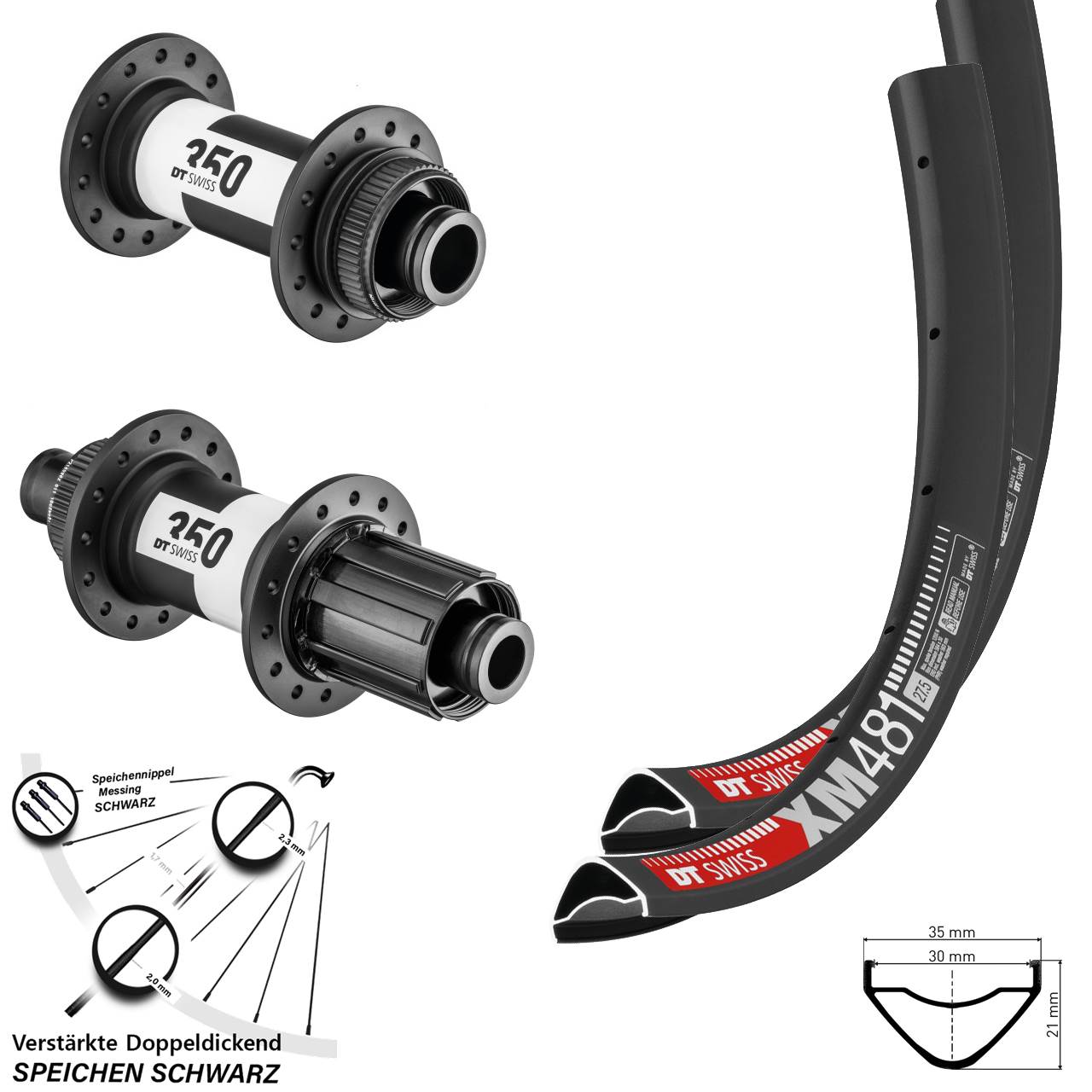 Laufradsatz 27,5 Zoll DT Swiss XM 481-350 8-11 fach 15x110 12x148 Boost