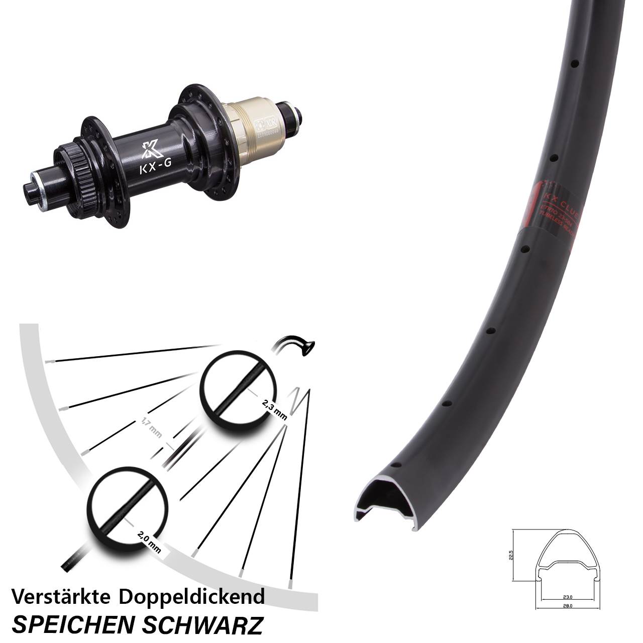 Centerlock Hinterrad 28 Zoll KX-G Clue XDR 11-12 fachQR