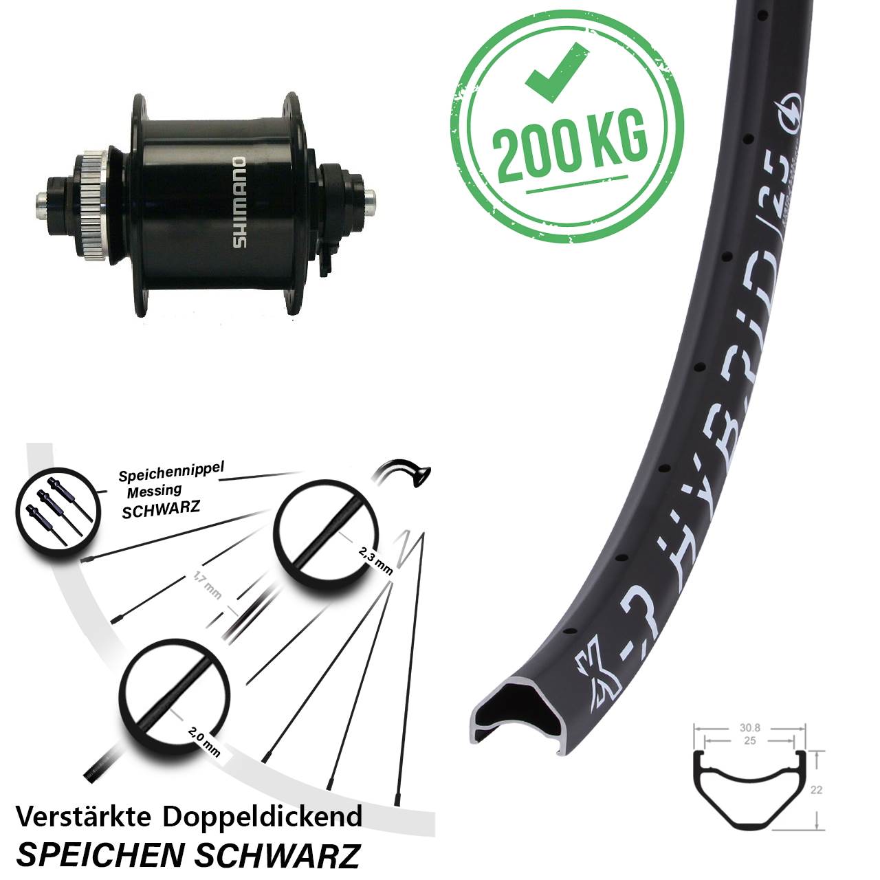 Vorderrad 27,5 Zoll KX-R Hybrid 25 Shimano DH-UR700-3D