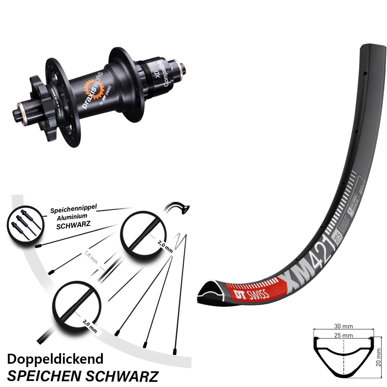 27,5 Zoll Laufrad 350 Sram XD DT Swiss XM 421