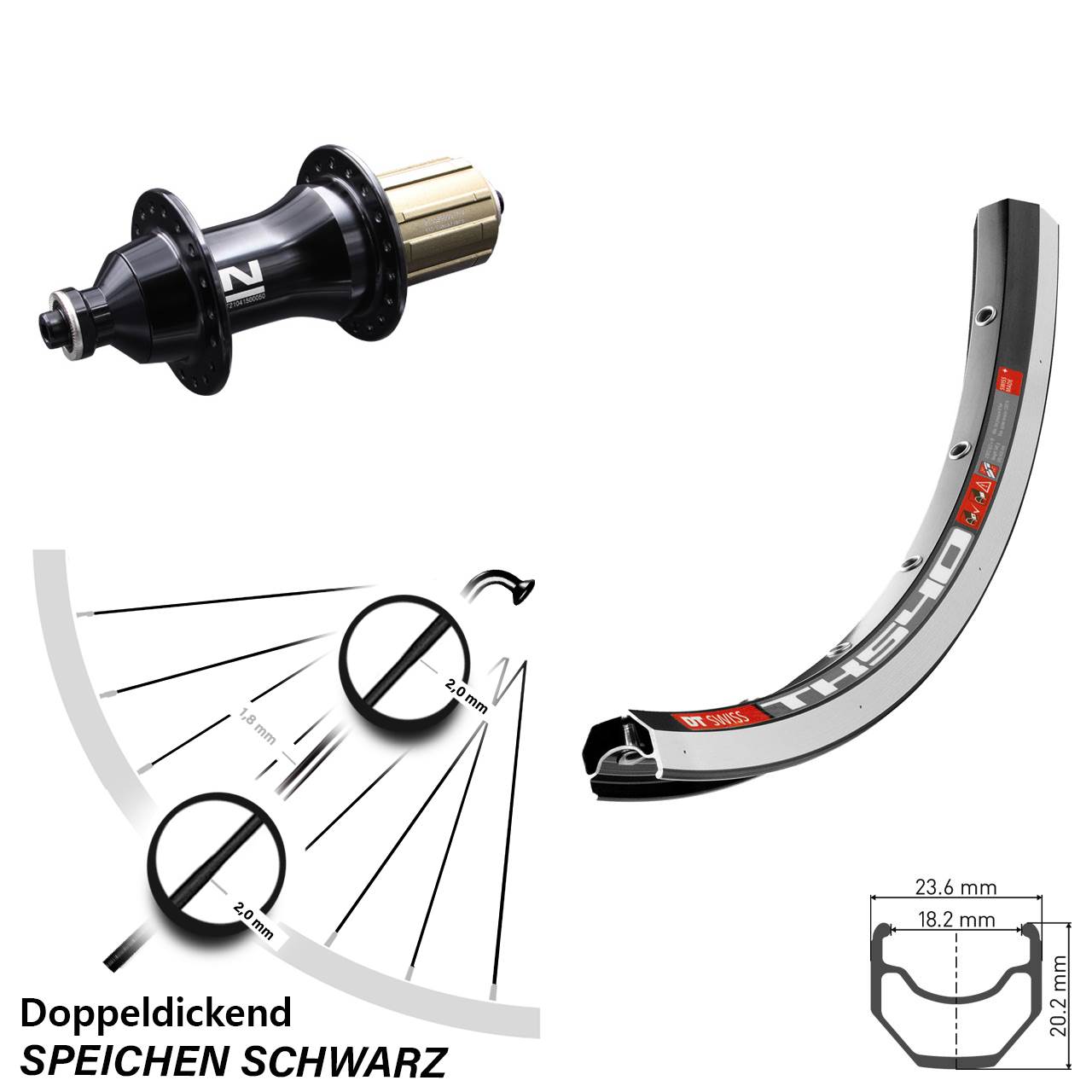 Novatec F 162 SB DT Swiss TK 540 Hinterrad 28 Zoll 8-12 fach