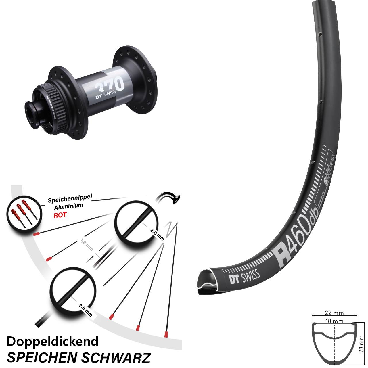 Disc Laufrad 15x100 28 Zoll DT Swiss R 460 370