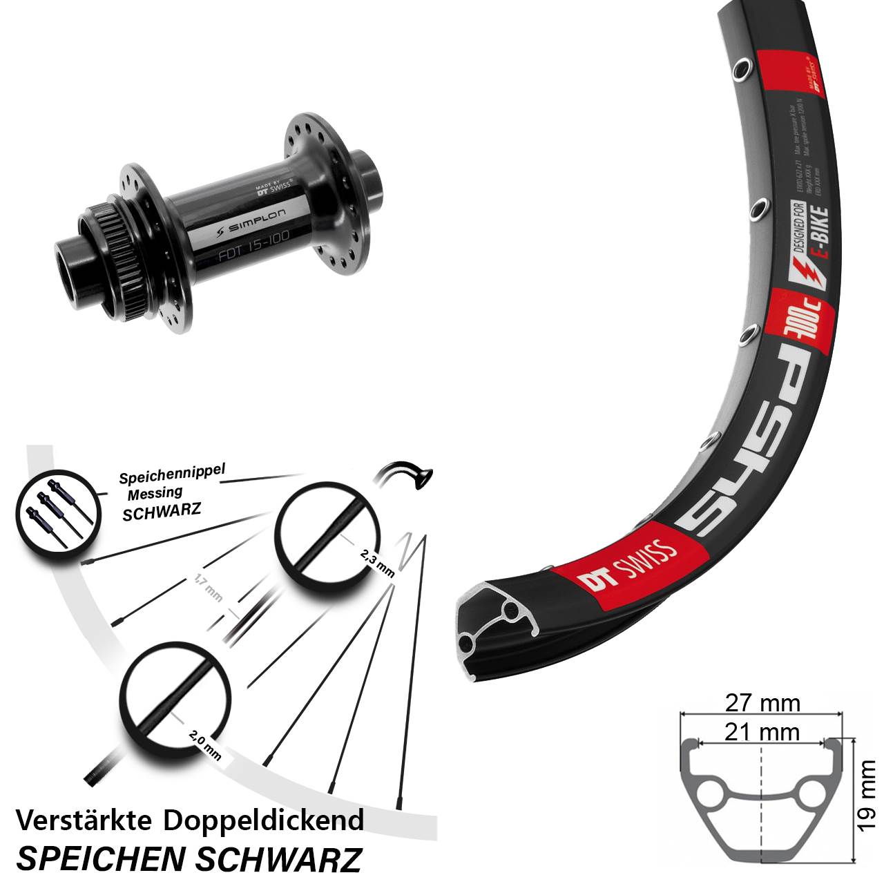 28 Zoll DT Swiss 545d-370 Centerlock Vorderrad 15x100