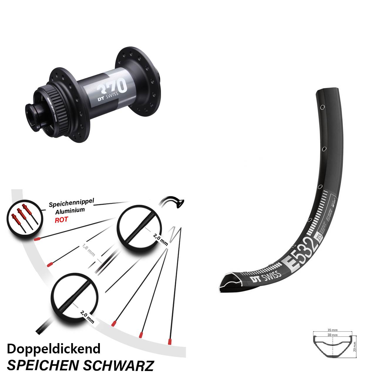 Vorderrad Centerlock 15x100 29 Zoll DT Swiss E532 370