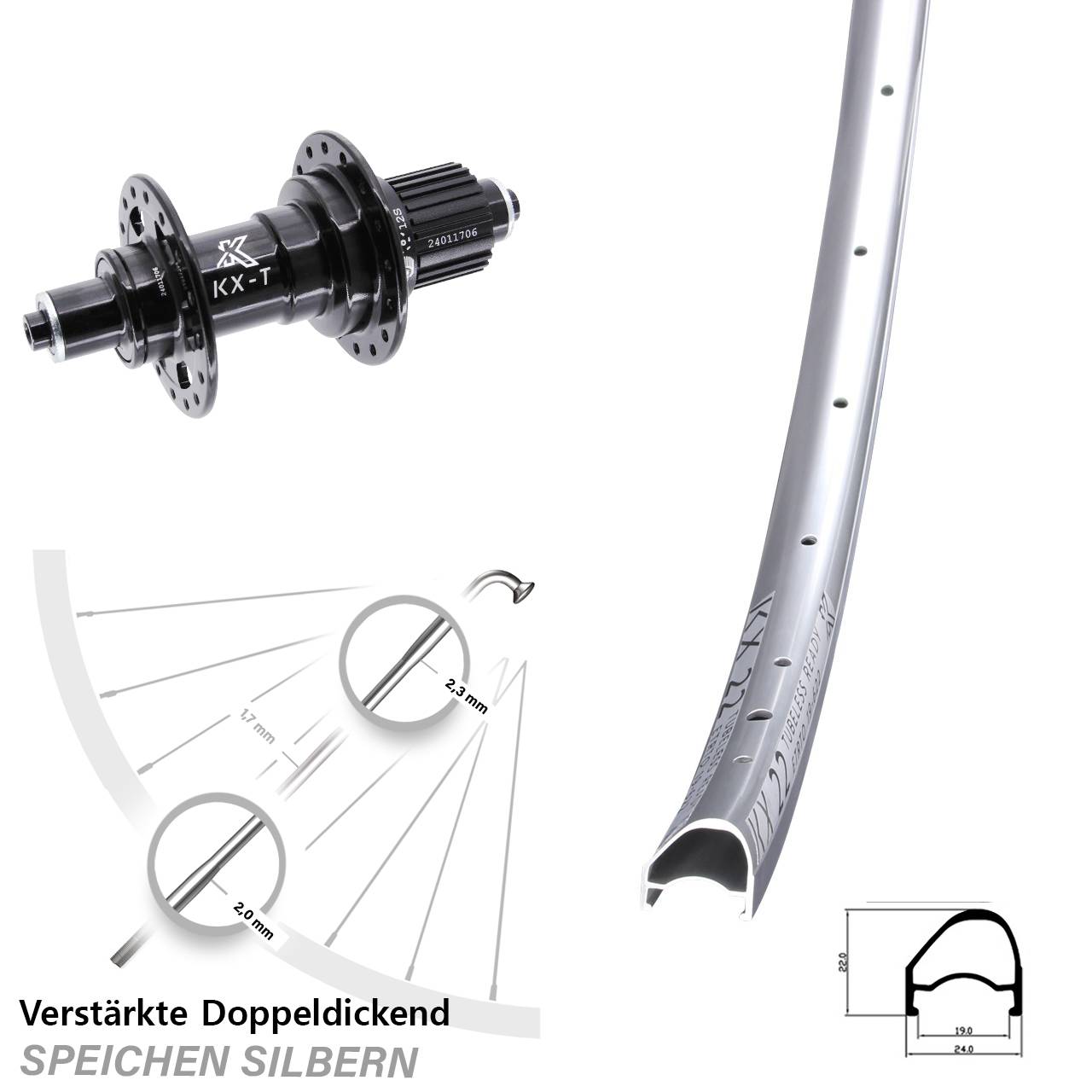 Hinterrad 28 Zoll KX-T 22 OS Micro Spline QR