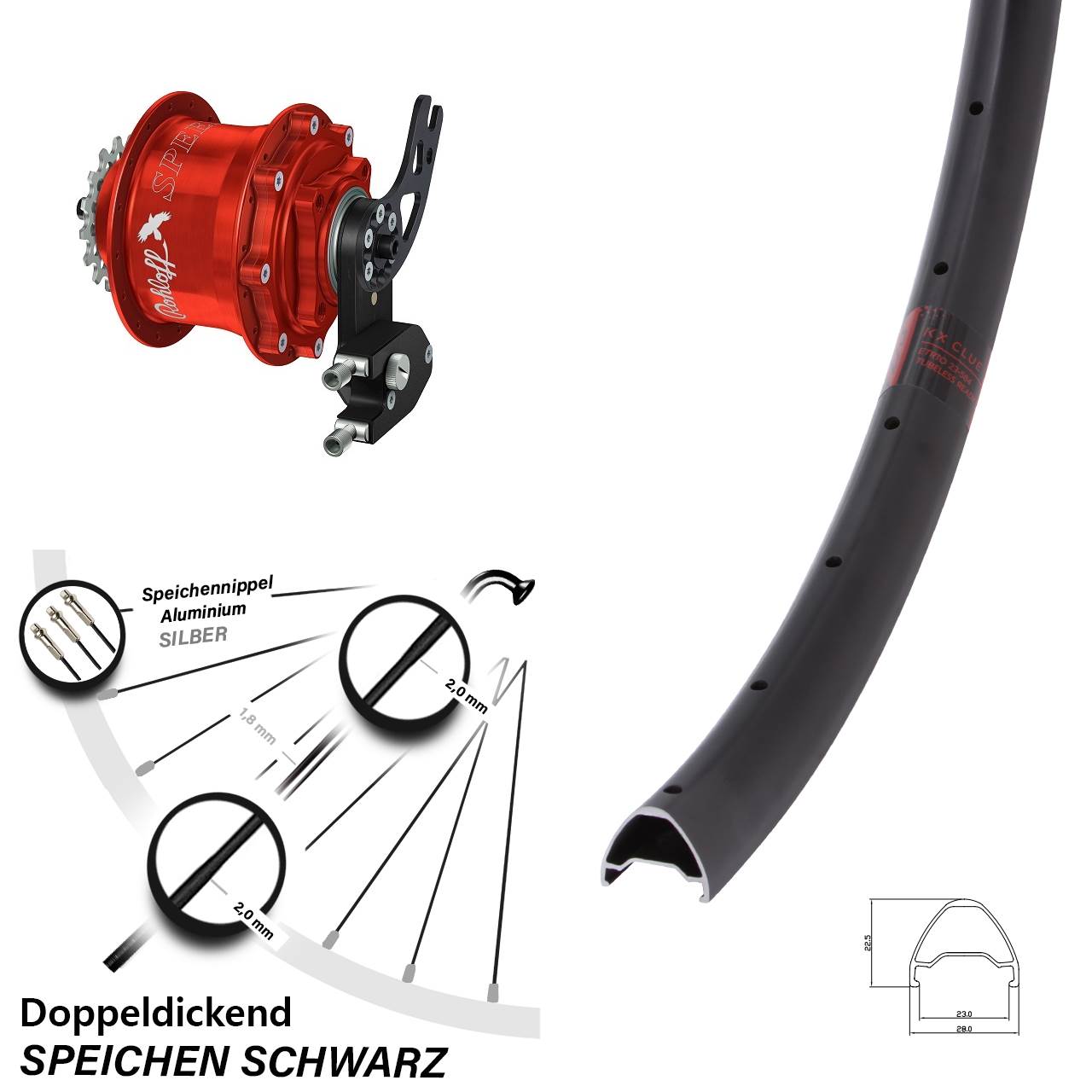 KX Clue Rohloff Speedhub CC DB PM rot 27,5 Zoll Disc Hinterrrad