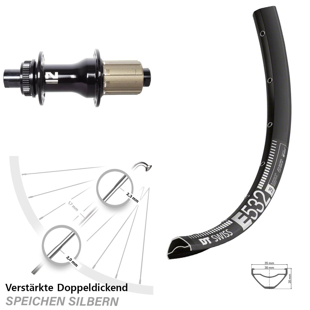 29 Zoll DT Swiss E 532 Novatec D792 Disc Hinterrad 12x142 8-12 fach HG