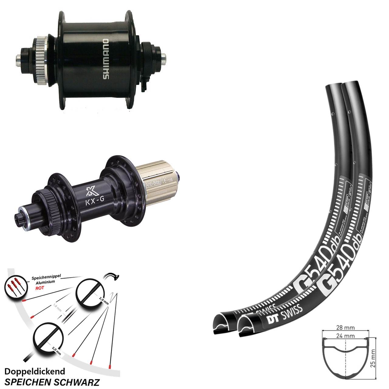 Gravel Laufradsatz Dynamo Shimano DH-UR700 Centerlock KX-G 11-fach