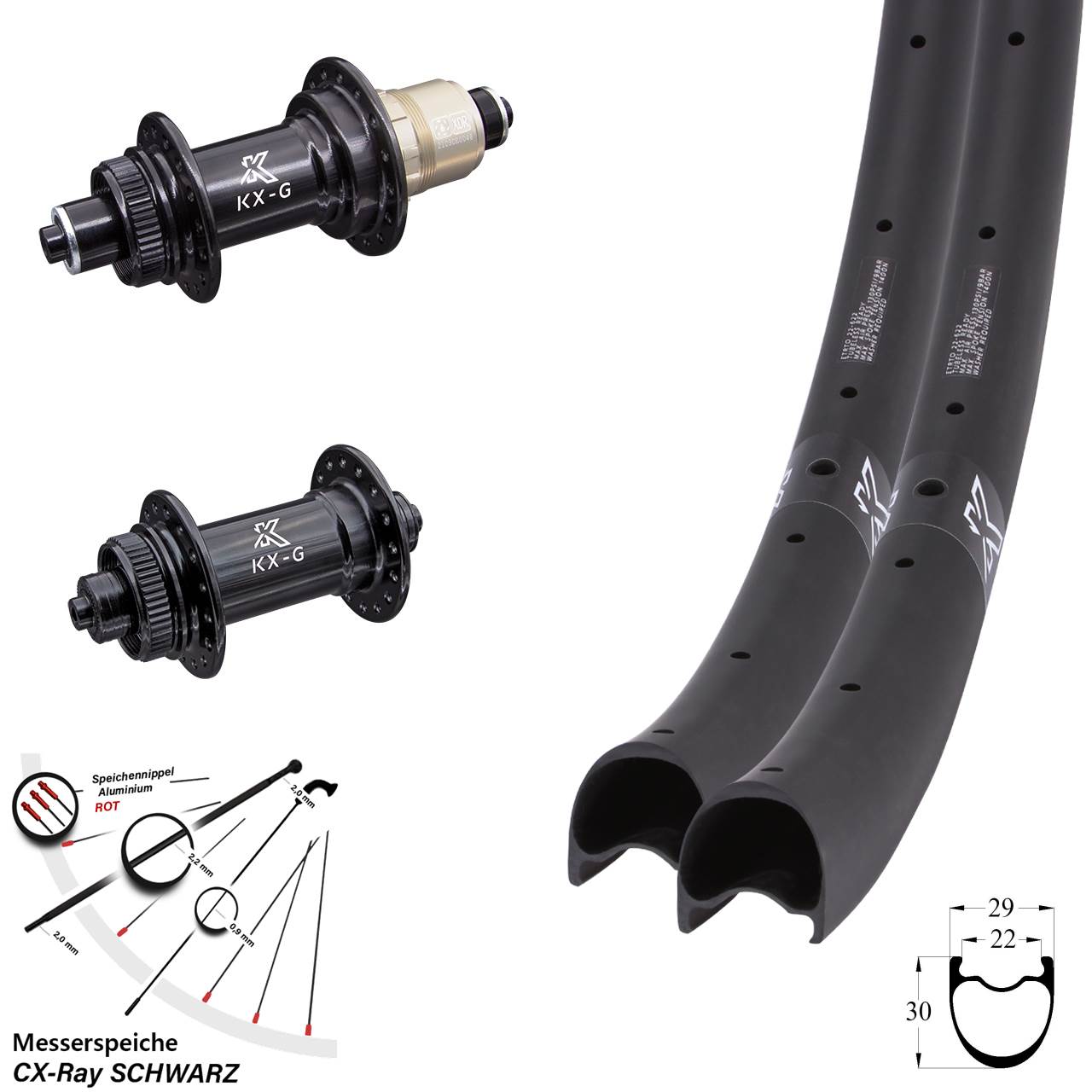 Disc Laufradsatz QR 28 Zoll KX-RC Gravel Carbon XDR 11-12 fach CX-Ray