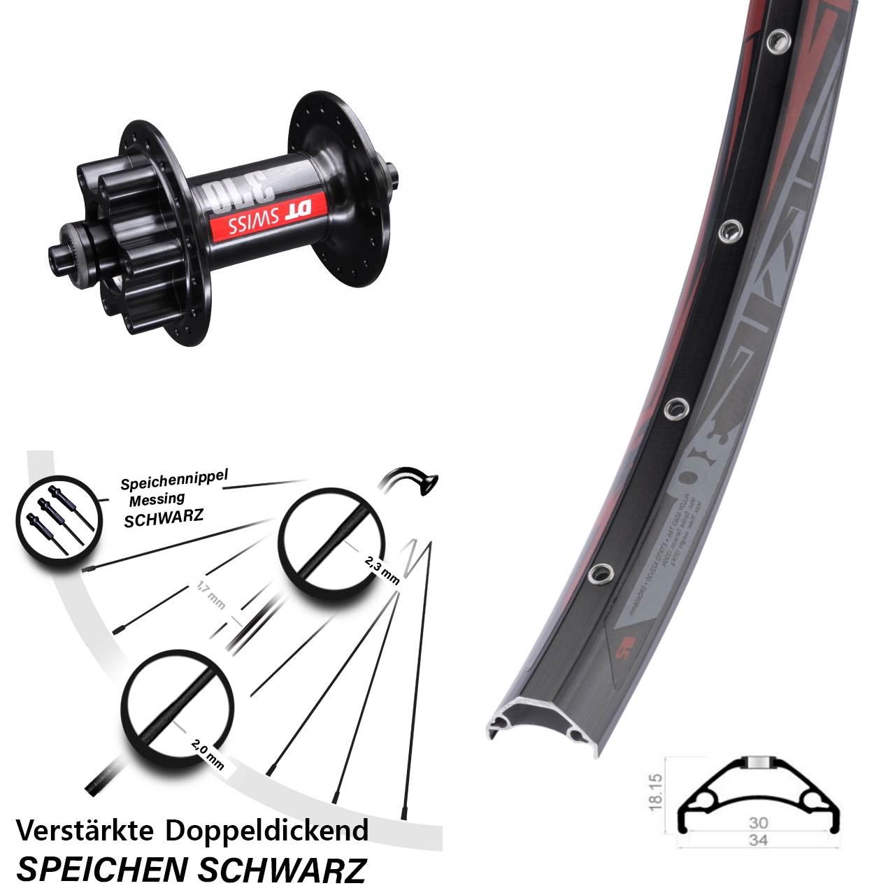 Disc Vorderrad QR 29 Zoll Rodi TRYP 30 DT Swiss 370