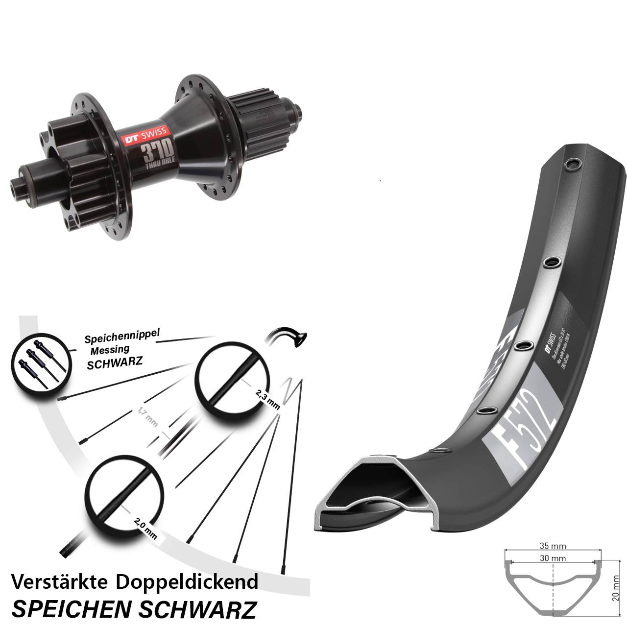 29 Zoll DT Swiss F572 DT Swiss 370 Hinterrad 6-Loch QR Shimano Micro Spline