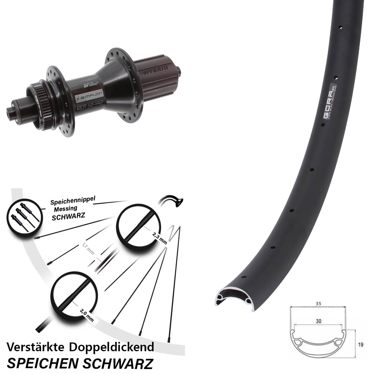 Centerlock Hinterrad 26 Zoll Gora 30 DT Swiss 370 Hybrid 8-11 fach HG für Schnellspanner