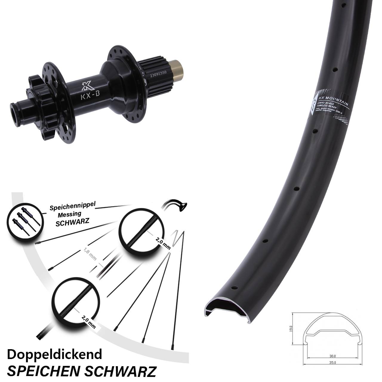 Hinterrad 6-Loch 29 Zoll KX-B Mountain TR Shimano Micro Spline 12x148