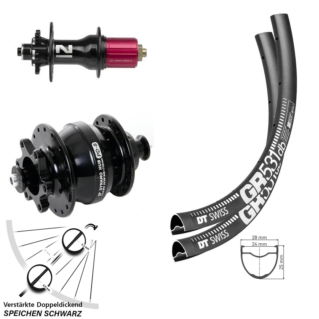 Laufrad-Satz QR 650B DT Swiss GR 531 Novatec D792SB Disc 6-Loch SP PD-8 8-12 fach HG