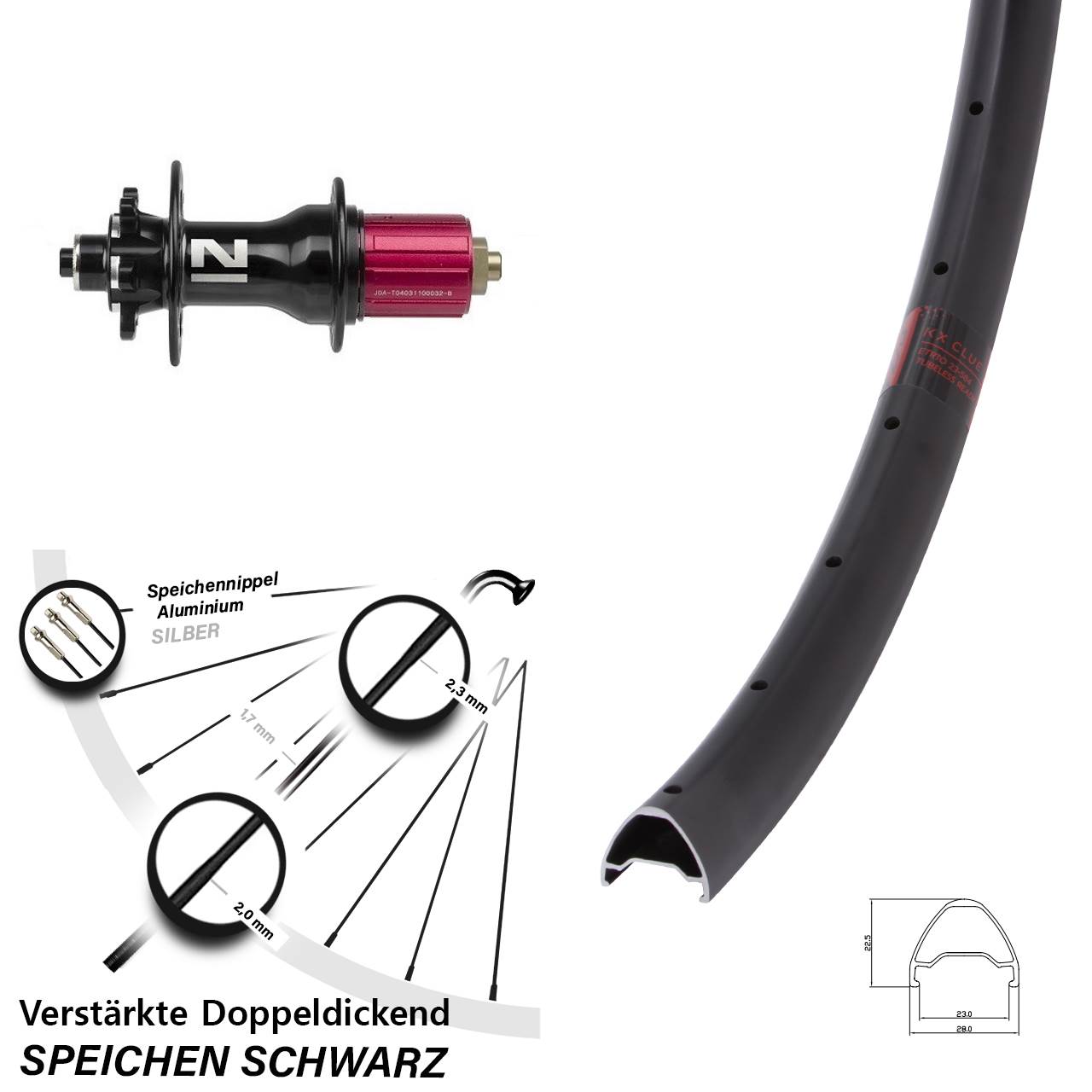 26 Zoll KX Clue Novatec Superlight Hinterrad 6-Loch für Schnellspanner 8-12 fach