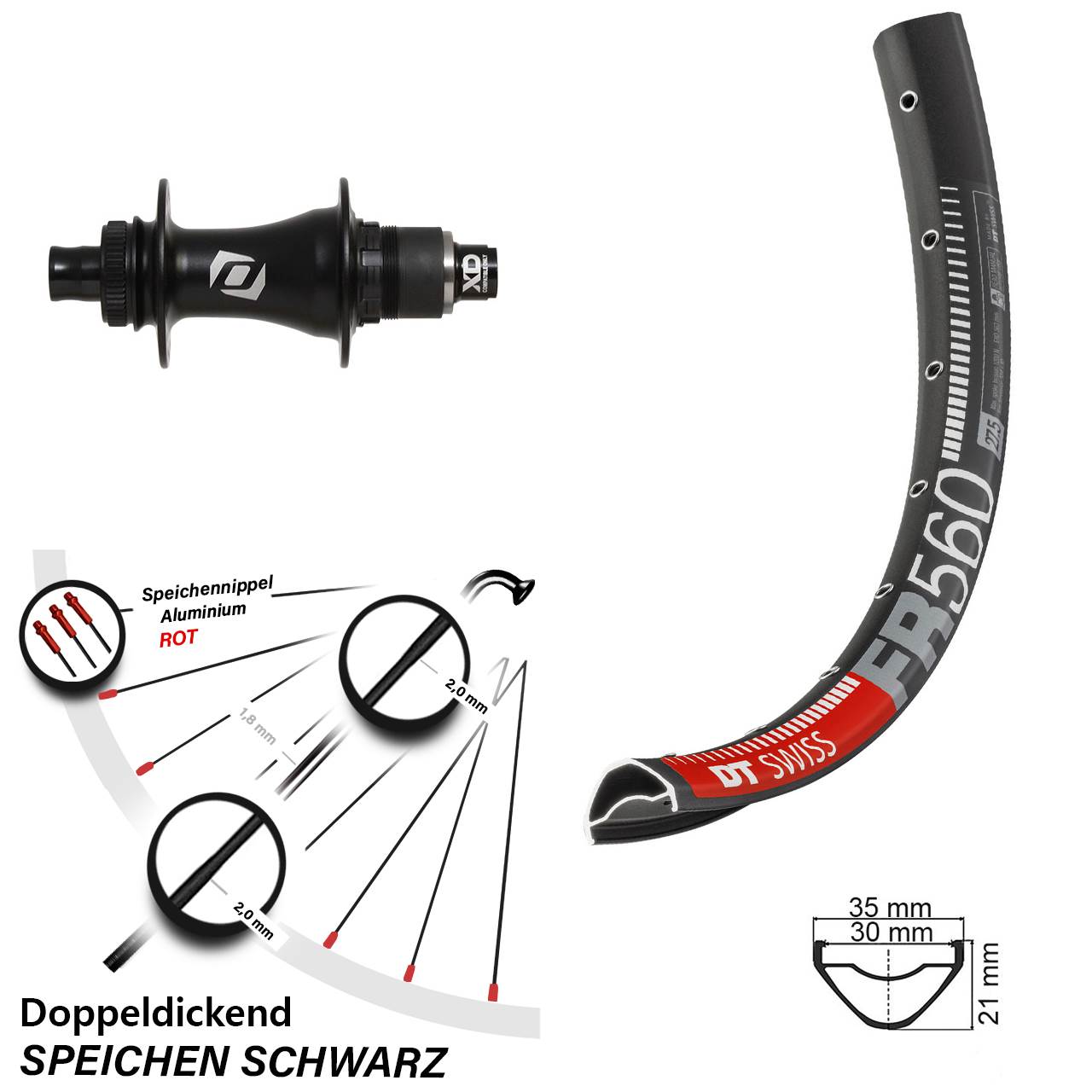 Laufrad 26 Zoll DT Swiss FR 560 Disc Syncros Boost SRAM XD Centerlock