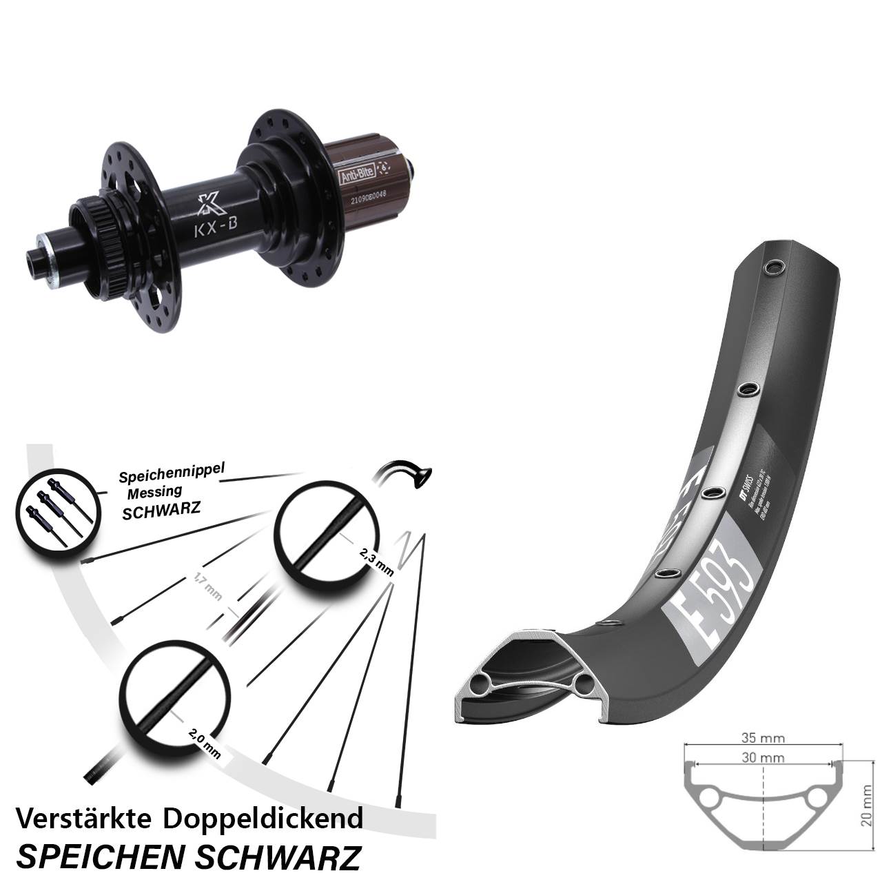 Disc Laufrad 29 Zoll DT Swiss E593 KX-B 8-12 fach HG QR Boost