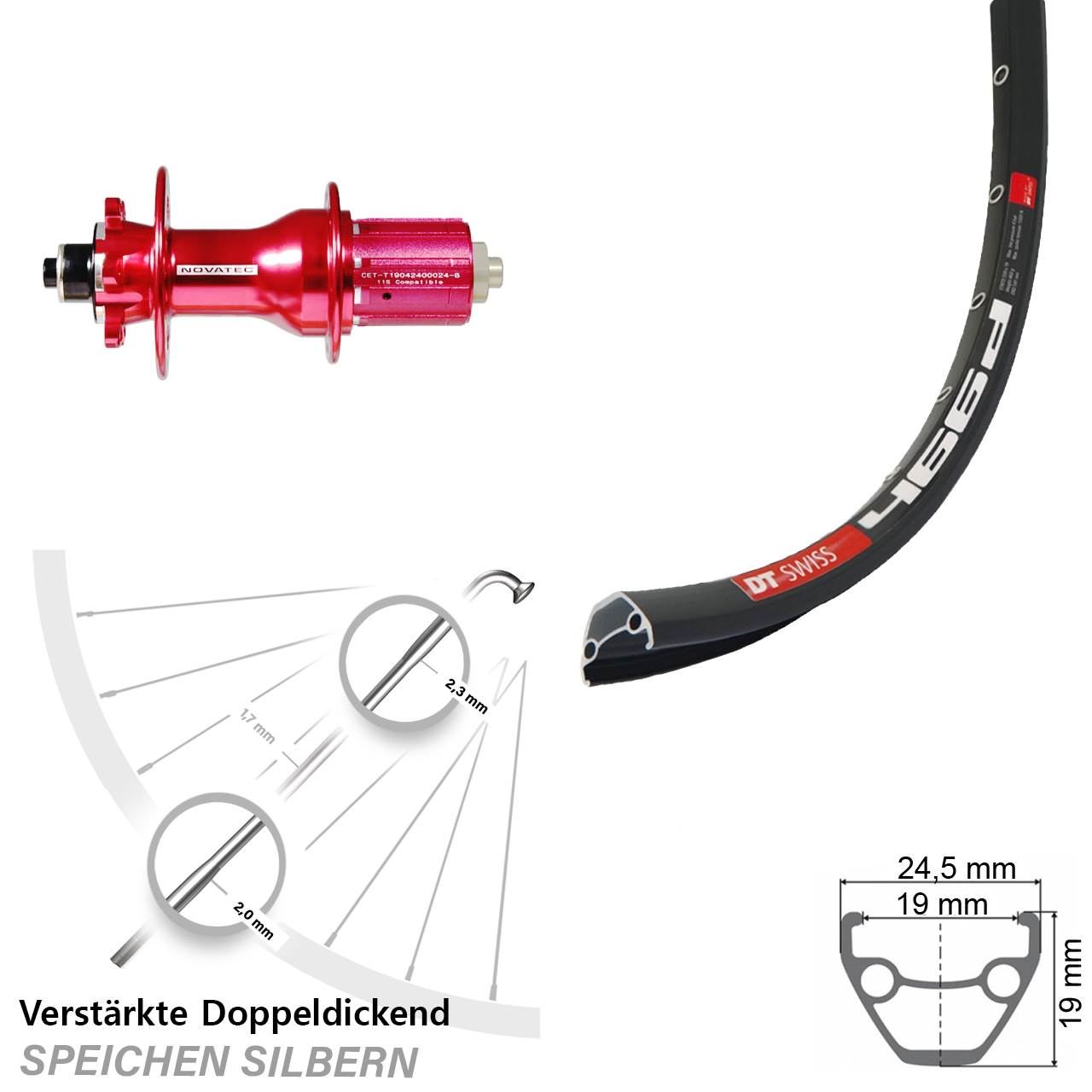 DT Swiss 466 Novatec D792 28 Zoll Disc Laufrad QR 8-12 fach HG