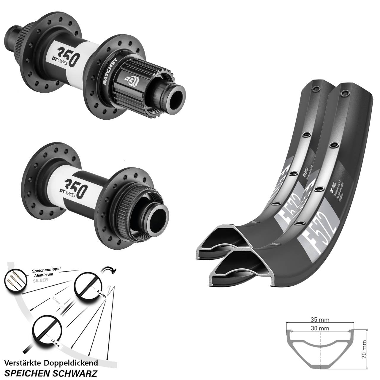 Disc Laufradsatz 29 Zoll DT Swiss F572 350 DT Swiss Ratchet 36 Micro Spline 15x110 12x148