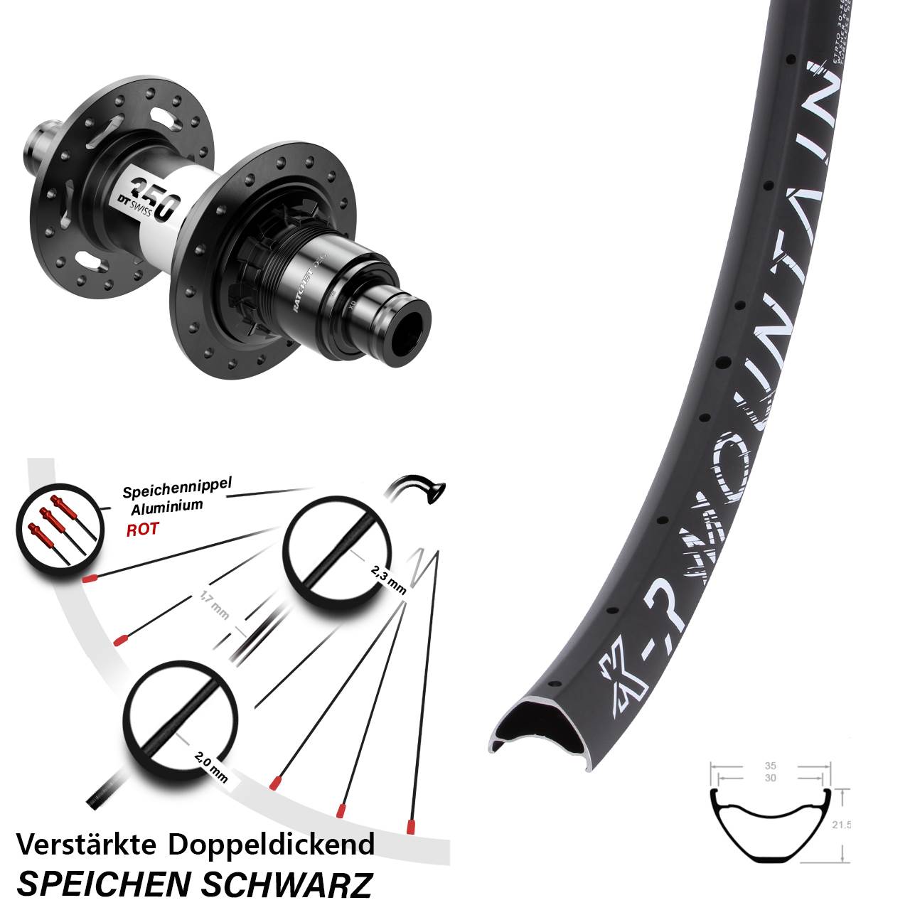 Centerlock Hinterrad 12x148 29 Zoll KX-R Mountain DT Swiss 350 DEG 72 XD