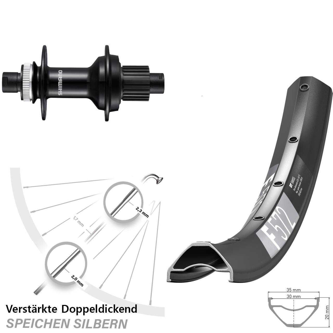 29 Zoll DT Swiss F572 Shimano FH-MT510B Disc Hinterrad 12x148 Micro Spline