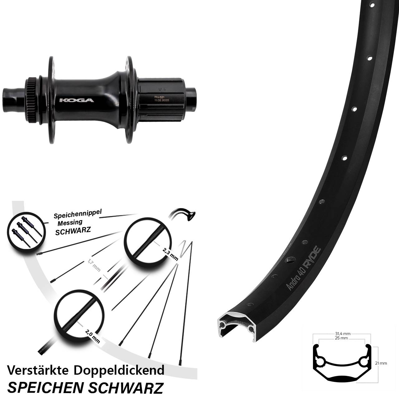 Ryde Andra 40 Formula ECT-148S 20 Zoll Hinterrad Centerlock 12x148 8-11 fach
