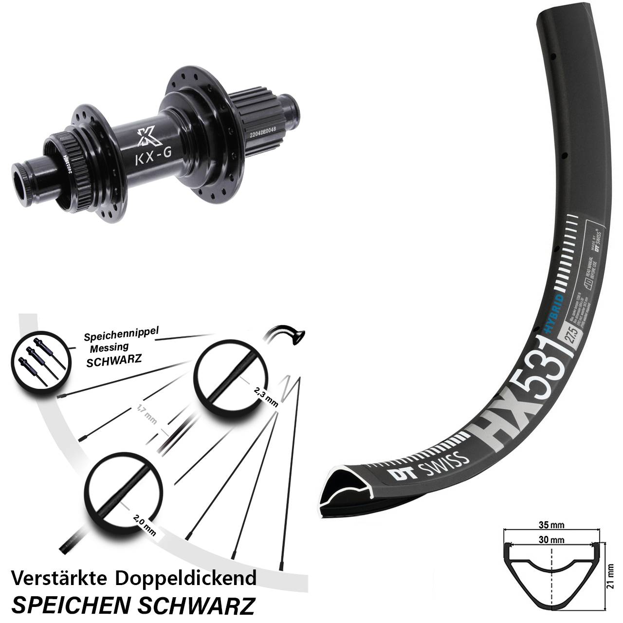 Disc Laufrad 12x142 29 Zoll DT Swiss HX531 KX-GS Heavy Duty Micro Spline
