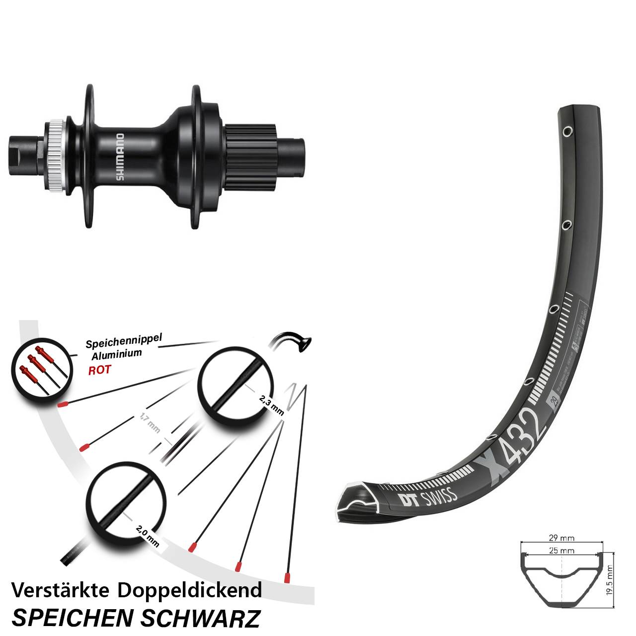 DT Swiss X 432 Shimano FH-MT510 29 Zoll Centerlock Hinterrad 12x142 Micro Spline