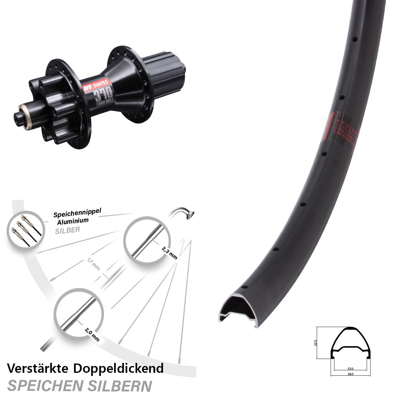 Disc Hinterrad 29 Zoll KX Clue DT Swiss 370 Hybrid 8-11 fach QR